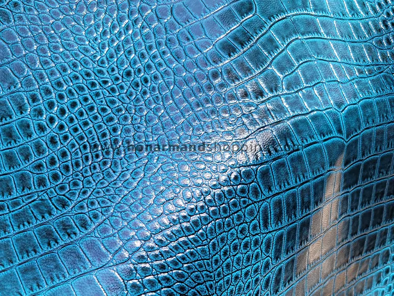 چرم بزی ورنی وکیوم طرح روکو رنگ آبی