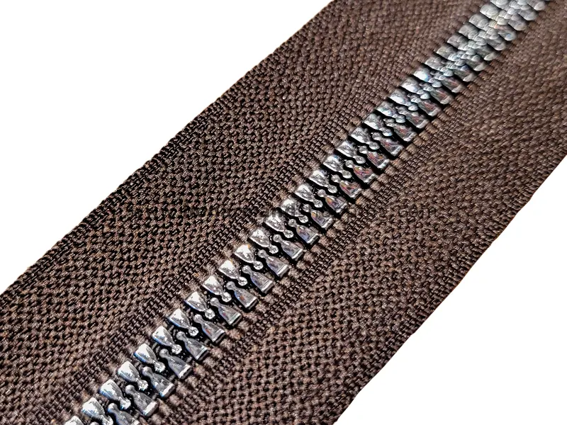 زیپ طرح فلز سایز 5 رنگ قهوه ای دندانه نیکل