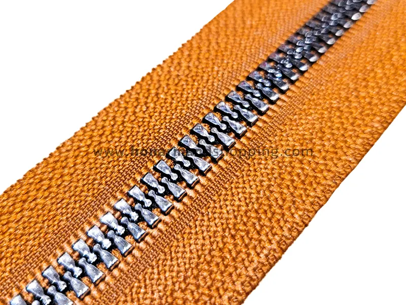زیپ طرح فلز سایز 5 رنگ عسلی دندانه نیکل