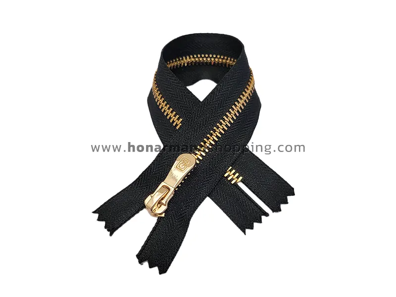 زیپ دندانه فلزی 20 سانتی رنگ مشکی دندانه لایت