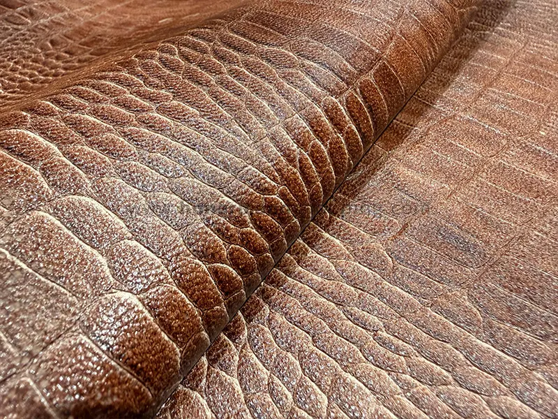 چرم بزی طرح کروکو رنگ قهوه ای روشن