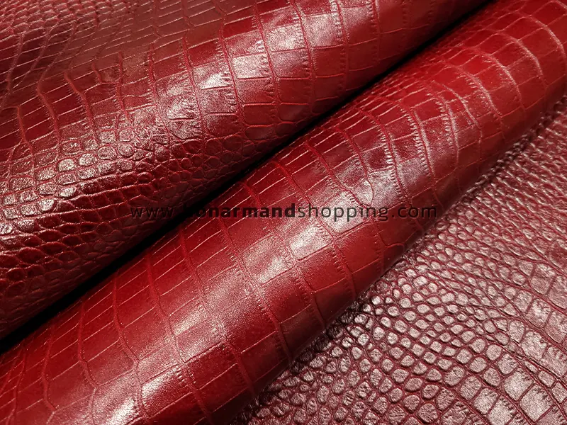 چرم گاوی طرح روکو رنگ زرشکی