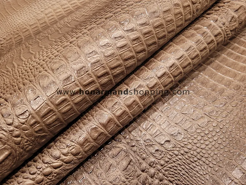 چرم گاوی طرح کروکو رنگ نسکافه ای سایه دار