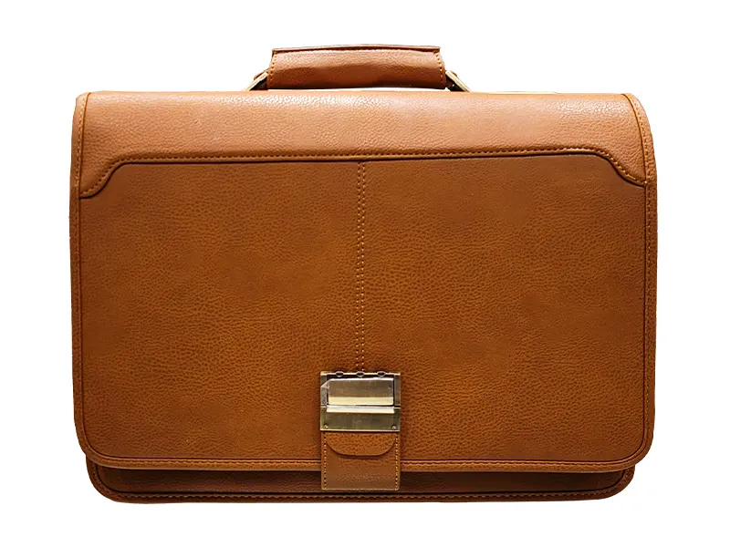 کیف اداری مردانه چرم مصنوعی رنگ عسلی