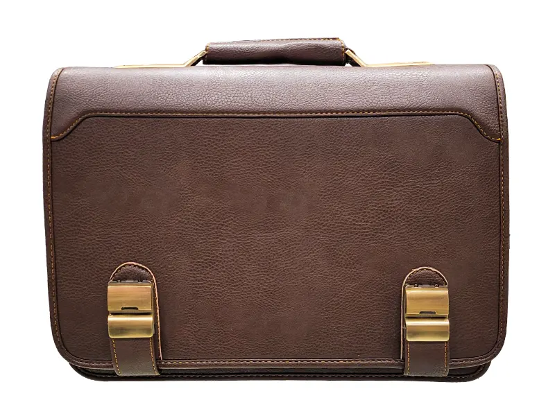 کیف اداری مردانه مدل دو قفل چرم مصنوعی رنگ قهوه ای
