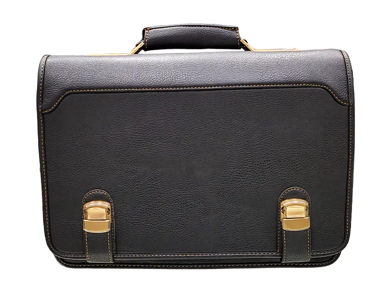 کیف اداری مردانه مدل دو قفل چرم مصنوعی رنگ مشکی