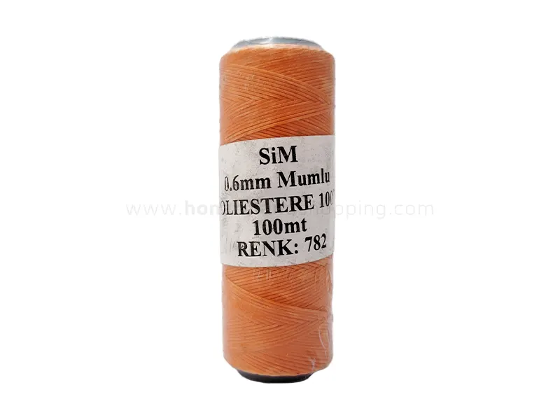 دوک نخ موم دار سیم (SIM) سایز 0.6 رنگ نارنجی (100 متری)