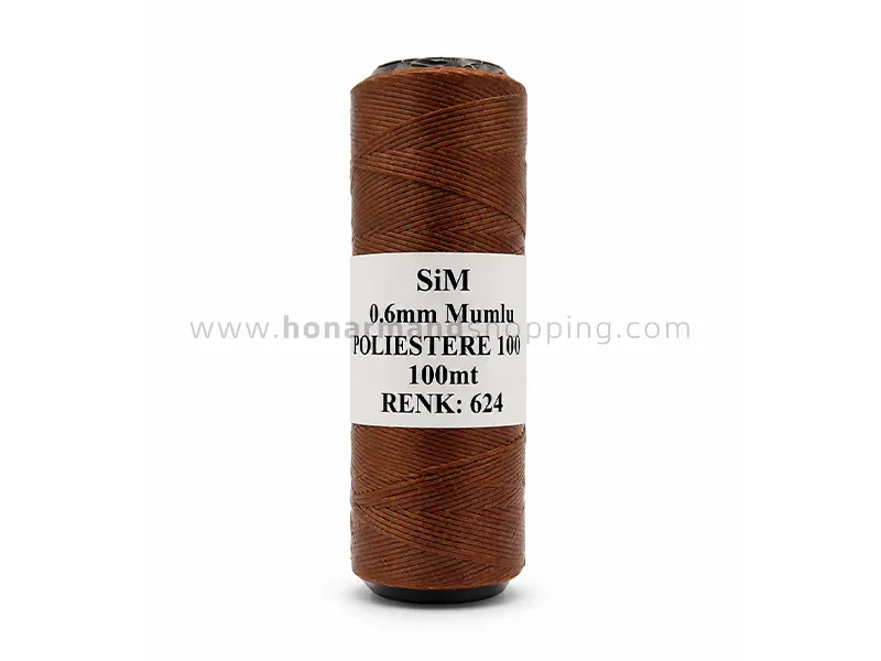 دوک نخ موم دار سیم (SIM) سایز 0.4 رنگ عسلی (100 متری)