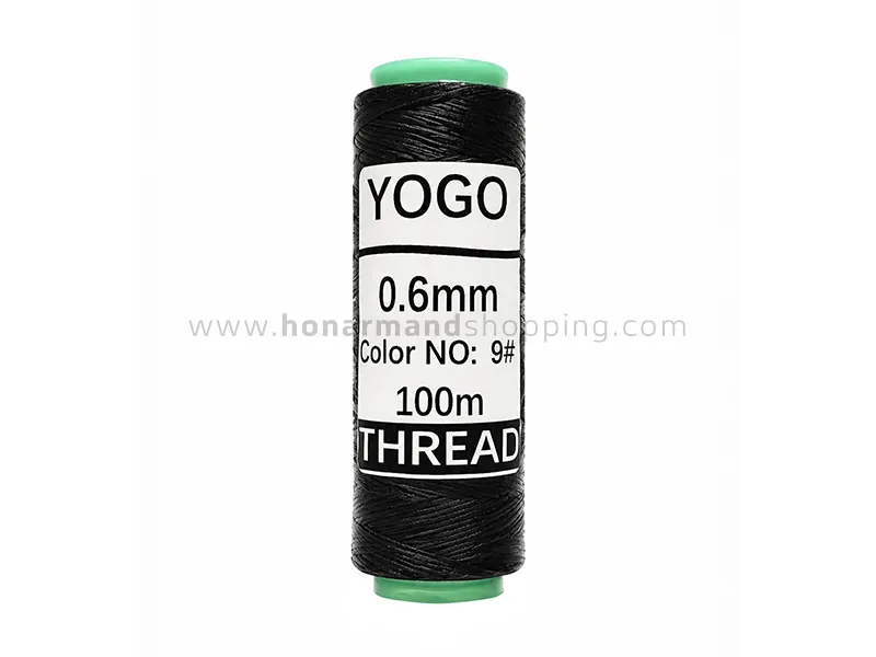 دوک نخ موم دار یوگو (YOGO) سایز 0.6 رنگ مشکی (100 متری)
