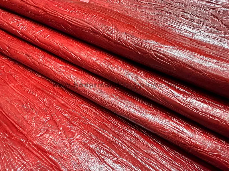 چرم گاوی طرح پوست درختی رنگ زرشکی (چرم خاوران)