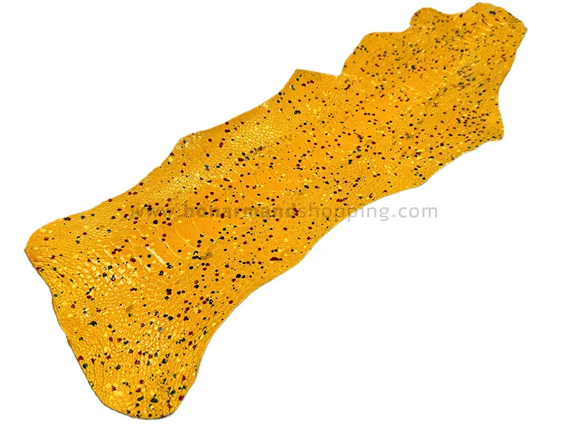 چرم ساق شترمرغ رنگ زرد خالدار