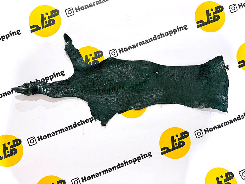 چرم ساق شترمرغ مدل ناخن دار رنگ سبز تیره