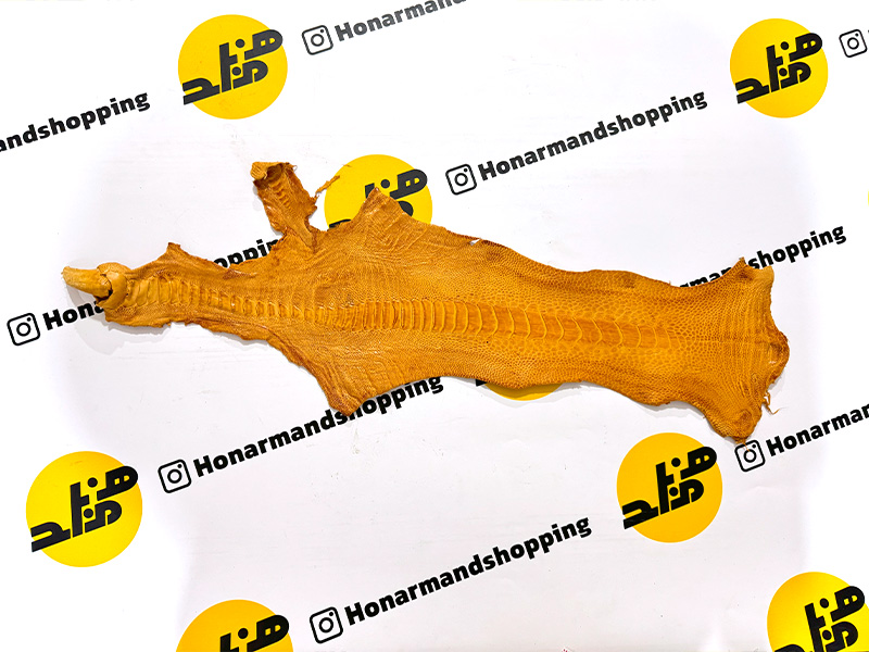 چرم ساق شترمرغ مدل ناخن دار رنگ عسلی روشن