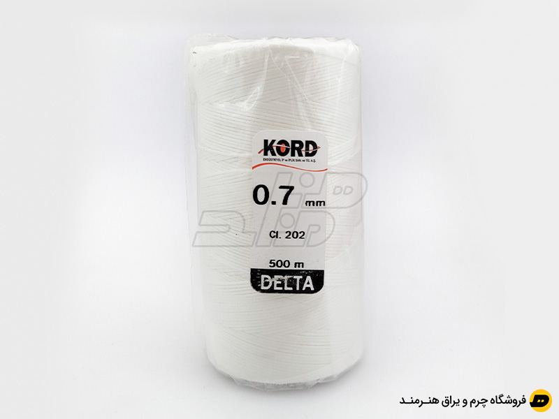 دوک نخ موم دار کورد (KORD) سایز 0.7 رنگ سفید کد 202