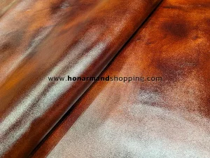 چرم طبیعی گاوی طرح ابر و بادی رنگ آجری