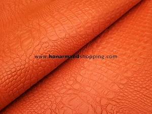 چرم طبیعی گاوی طرح کروکو رنگ نارنجی