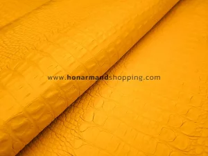 چرم طبیعی گاوی طرح کروکو رنگ زرد