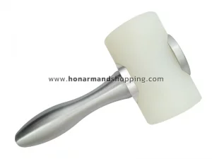 چکش تفلون دوطرفه دسته استیل رنگ سفید