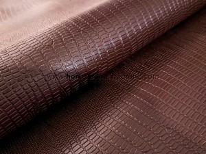 چرم طبیعی گاوی طرح لیزارد رنگ قهوه ای