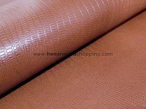 چرم طبیعی گاوی طرح لیزارد رنگ عسلی