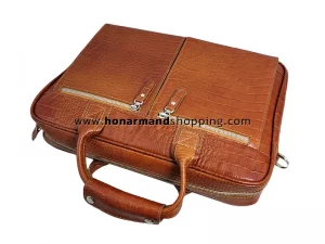کیف اداری تمام چرم رنگ عسلی
