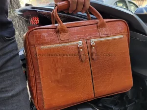 کیف اداری تمام چرم رنگ عسلی