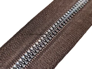 زیپ طرح فلز سایز 5 رنگ قهوه ای دندانه نیکل