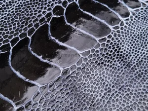 چرم ساق پای شترمرغ رنگ مشکی سفید