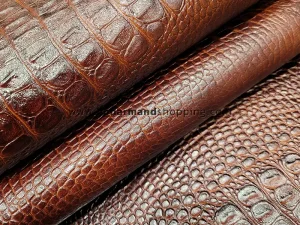 چرم گاوی طرح کروکو رنگ عسلی ابر و بادی