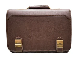 کیف اداری مردانه مدل دو قفل چرم مصنوعی رنگ قهوه ای