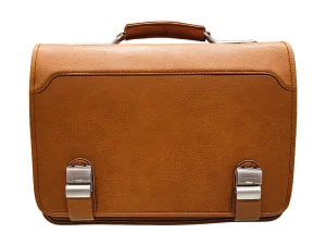 کیف اداری مردانه مدل دو قفل چرم مصنوعی رنگ عسلی
