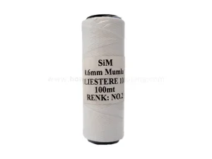 دوک نخ موم دار سیم (SIM) سایز 0.6 رنگ سفید (100 متری)
