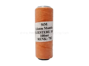 دوک نخ موم دار سیم (SIM) سایز 0.6 رنگ نارنجی (100 متری)