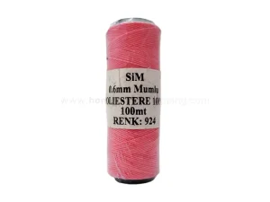 دوک نخ موم دار سیم (SIM) سایز 0.6 رنگ صورتی (100 متری)