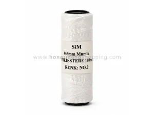 دوک نخ موم دار سیم (SIM) سایز 0.6 رنگ سفید (100 متری)