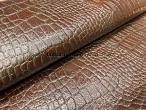 چرم بزی طرح ساده رنگ قهوه ای ـ سبز