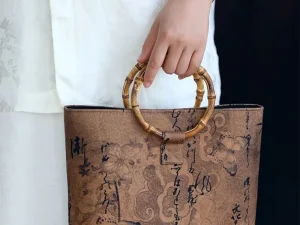 دسته چوبی کیف زنانه طرح بامبو (2 عددی)