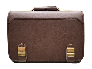 کیف اداری مردانه مدل دو قفل چرم مصنوعی رنگ قهوه ای