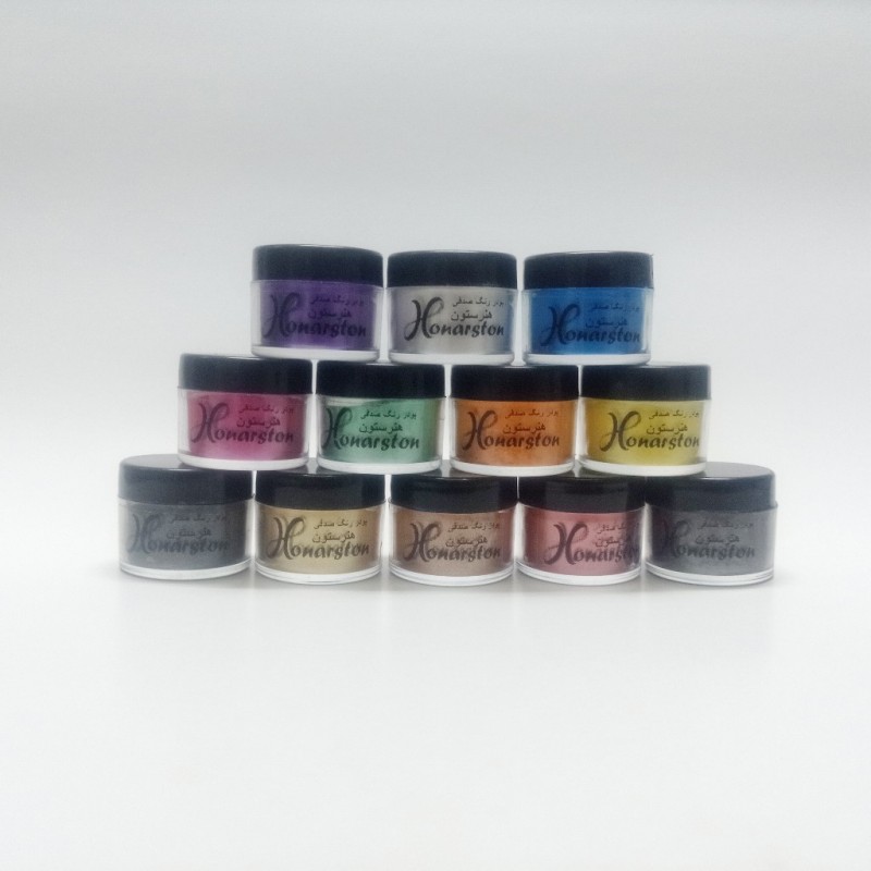 پودر رنگ رزین مدل صدفی بسته 12 رنگ حجم 10 میل
