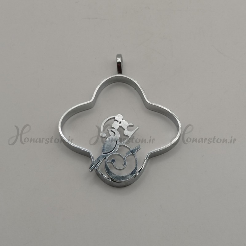 قاب فلزی رزین مدل ونکلیف نقره ای طرح پرنده عشق