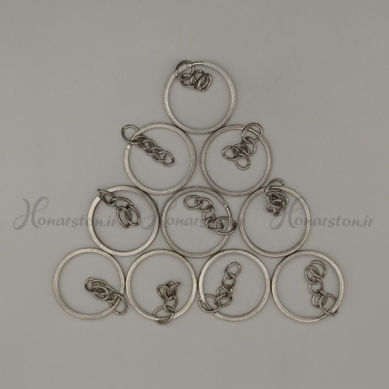 حلقه کلید یا حلقه جاسوییجی زنجیردار نقره ای تخت