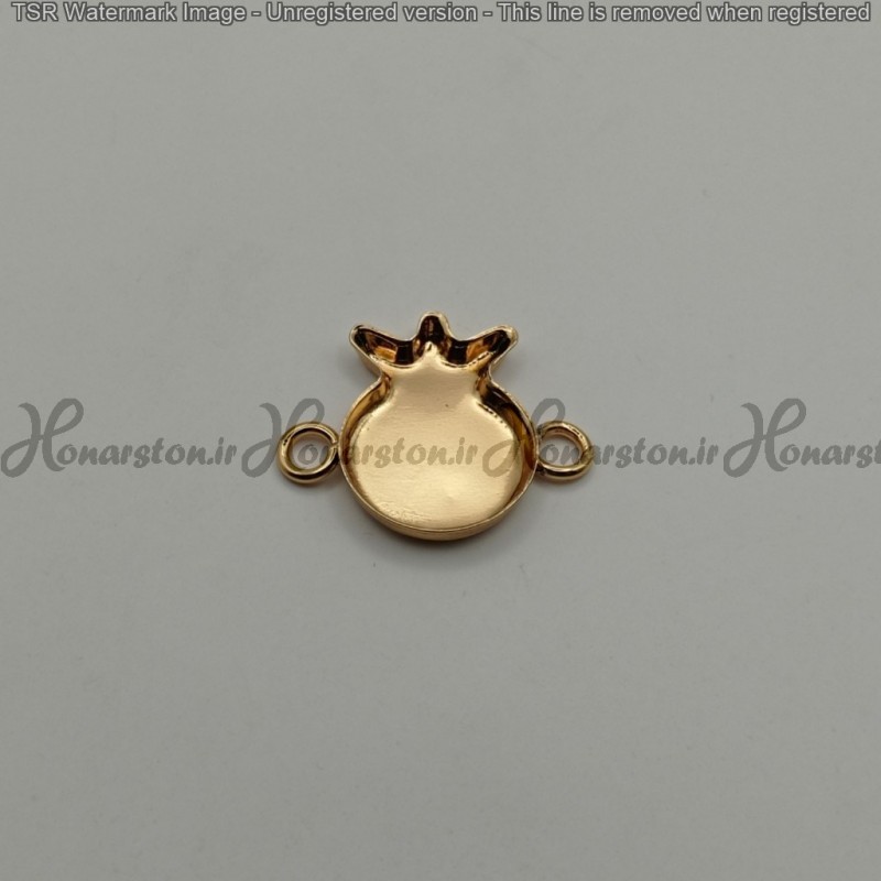 قاب فلزی رزین مدل دستبند طرح انار طلایی کفه دار سایز 1.5 در 2.5  سانت