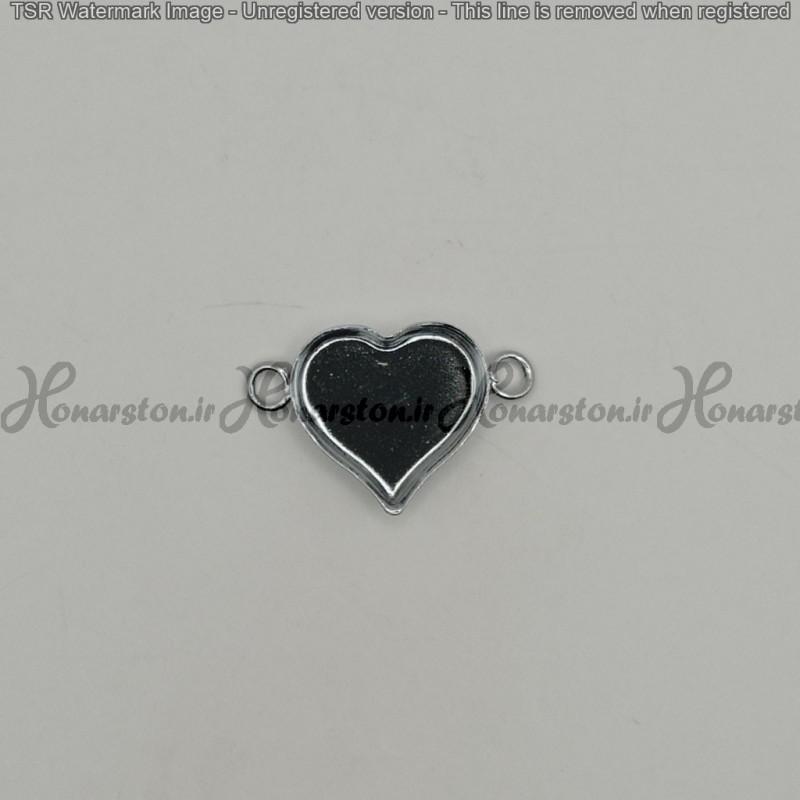 قاب فلزی رزین مدل  دستبند طرح قلب نقره ای کفه دار سایز 1.5 سانت