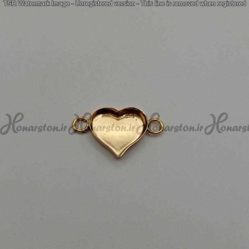 قاب فلزی رزین مدل دستبند طرح قلب طلایی کفه دار سایز 1.5 سانت