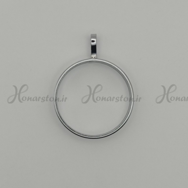 قاب فلزی رزین مدل آویز طرح دایره نقره ای سایز 3 سانت