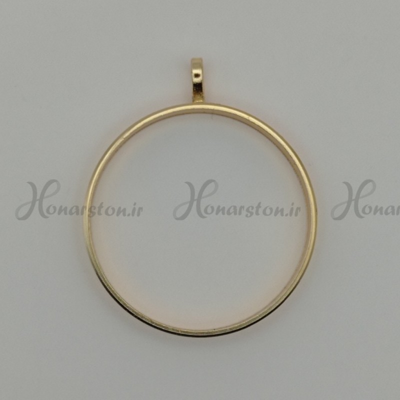 قاب فلزی رزین مدل آویز طرح دایره طلایی سایز 4 سانت