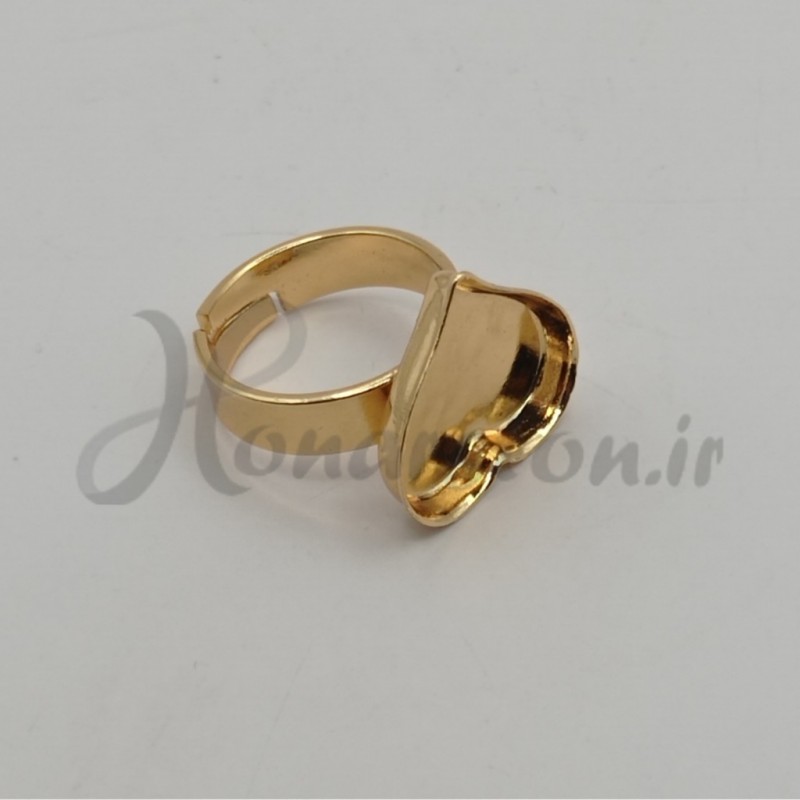 قاب فلزی رزین مدل انگشتر طرح قلب طلایی سایز 1.5 در2 سانت