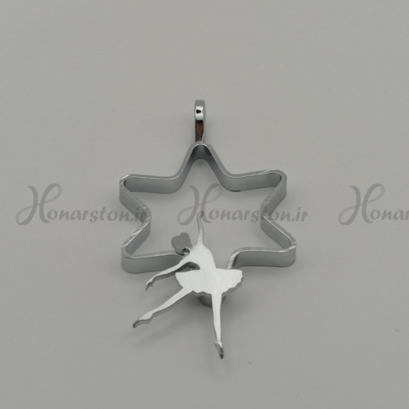 قاب فلزی رزین مدل ستاره نقره ای طرح بالرین