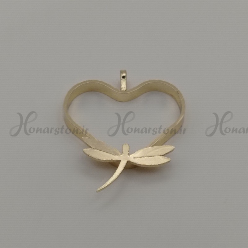 قاب فلزی رزین مدل قلب طلایی طرح سنجاقک