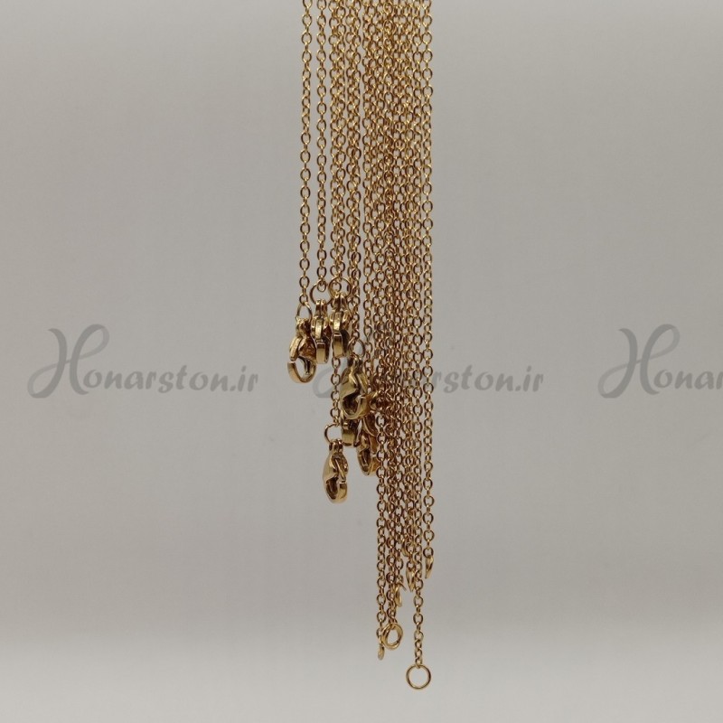 زنجیر استیل طلایی قفل دار سایز 2 میلیمتر طول 45 سانتیمتر